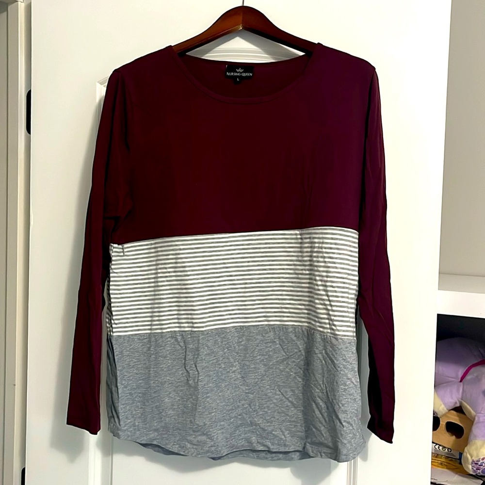 Long sleeve maroon nursing queen top